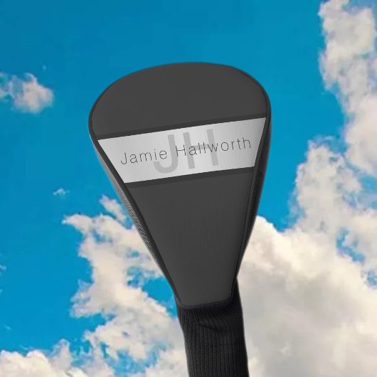 Je naam & monogram | Grijs & nepsilver look Golfheadcover