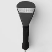 Je naam & monogram | Grijs & nepsilver look Golfheadcover (Voorkant)