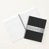 Je naam & monogram | Grijs & nepsilver look Notitieboek (Binnen)