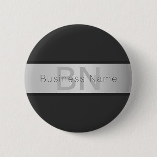 Je naam & monogram Grijs & nepsilver look Ronde Button 5,7 Cm