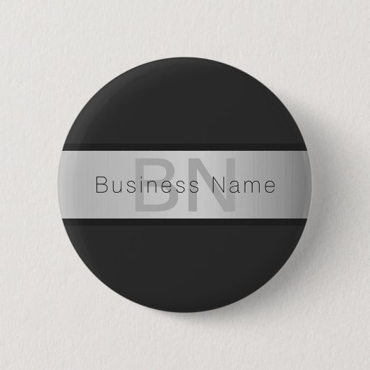 Je naam & monogram | Grijs & nepsilver look Ronde Button 5,7 Cm (Voorkant)