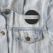 Je naam & monogram | Grijs & nepsilver look Ronde Button 5,7 Cm (In situ)