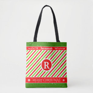 Je naam   Monogram op Kerstmis Tote Bag