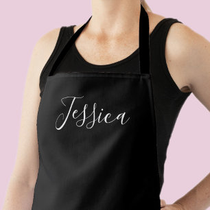 Je naam of woord Elegant wit schrift op zwart Schort