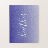 Je naam of woord | Navy Blue Ombre-gradiënt Legpuzzel (Verticaal)