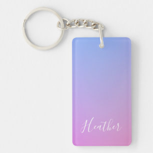 Je naam of woord Paarse roze & blauwe gradiënt Sleutelhanger