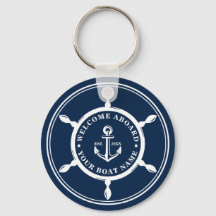 Je naam op je boot Anchor Navy Blue Sleutelhanger
