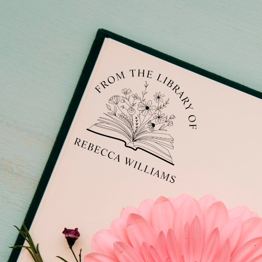 Je naam Open boek & Bloemen Uit de bibliotheek van Zelfinktende Stempel