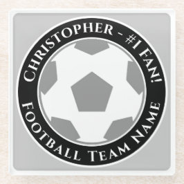 Je naam plus voetbalteamnaam glazen onderzetter