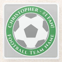 Je naam plus voetbalteamnaam glazen onderzetter