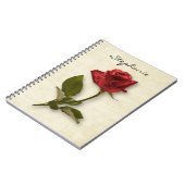 Je naam | Rode Rose en Stem Floral fotografie Notitieboek (Linkerzijde)