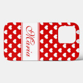 Je naam, stijlvol rood-wit hartjespatroon Case-Mate iPhone case (Achterkant (horizontaal))
