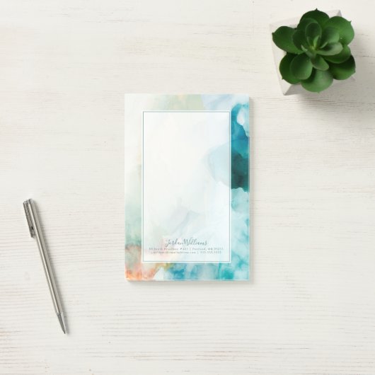 Je naam toevoegen | AversAversion - Blue Waterverf Post-it® Notes (Kantoor)