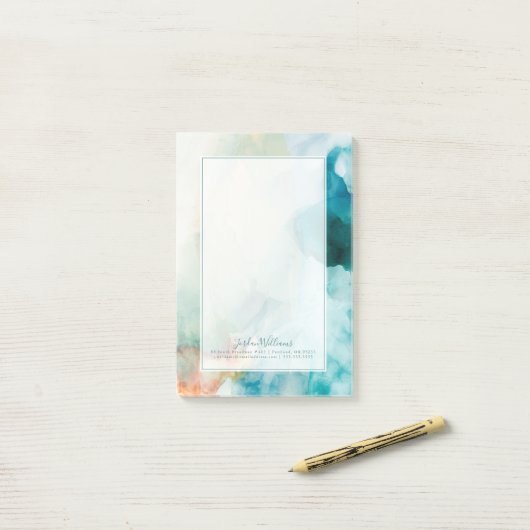 Je naam toevoegen | AversAversion - Blue Waterverf Post-it® Notes (Op bureau)