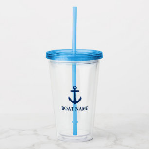 Je naam van je boot Anchor Blue Acryl Drinkbeker
