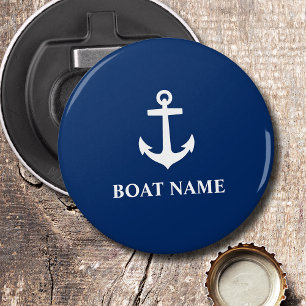 Je naam van je boot Anchor Blue Button Flesopener
