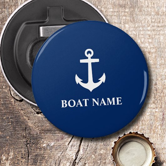 Je naam van je boot Anchor Blue Button Flesopener