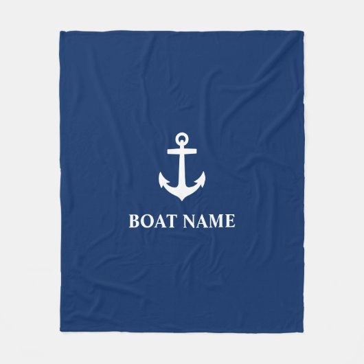 Je naam van je boot Anchor Blue Fleece Deken (Voorkant)