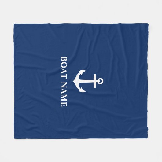 Je naam van je boot Anchor Blue Fleece Deken (Voorkant (Horizontaal))