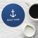 Je naam van je boot Anchor Blue Ronde Kartonnen Onderzetter<br><div class="desc">Uw bootnaam Anchor Blue Onderzetter</div>