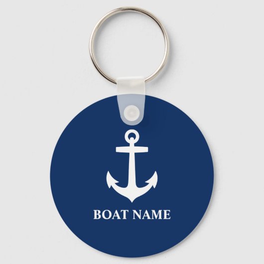 Je naam van je boot Anchor Blue Sleutelhanger (Voorkant)