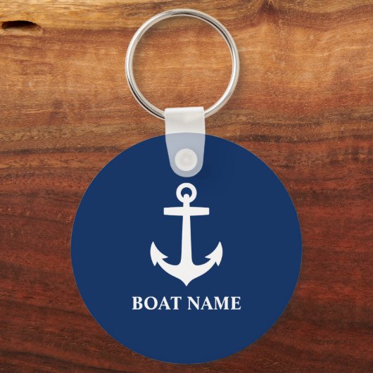 Je naam van je boot Anchor Blue Sleutelhanger (Voorkant)