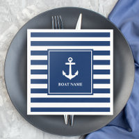 Je naam van je boot Anchor Blue Stripes