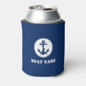 Je naam van je boot Anchor en Rope Navy Blue Blikjeskoeler (Blikje Achterkant)