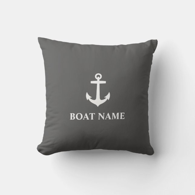 Je naam van je boot Anchor Grey Buitenkussen (Voorkant)
