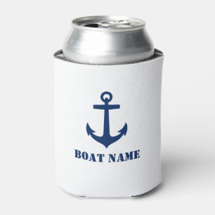 Je naam van je boot Classic Anchor Navy Blue & Whi Blikjeskoeler