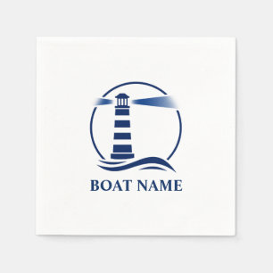 Je naam van je boot Classic Lighthouse Naval Blue Servet