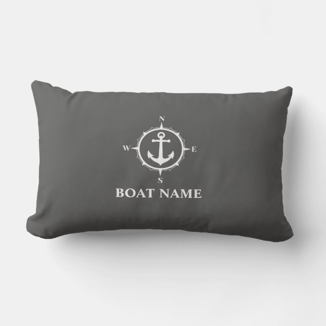 Je naam van je boot compass Anchor Grey Buitenkussen (Voorkant)