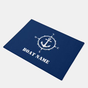 Je naam van je boot compass Anchor Navy Blue Deurmat