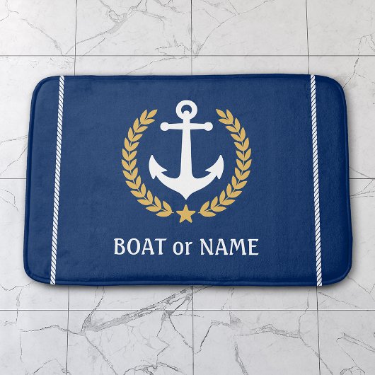 Je naam van je boot Nautical Anchor Gold Laurel Na Badmat