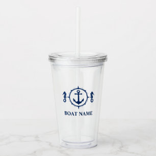 Je naam van je boot Seahorse Anchor Acryl Drinkbeker