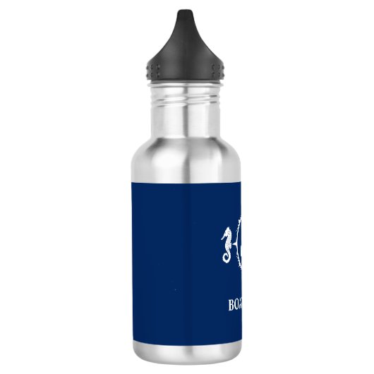 Je naam van je boot Seahorse Anchor Blue Waterfles (Links)