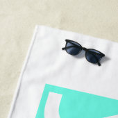 Je naam | Vet Wit Tekst op Light Aqua Strandlaken (In situ)