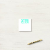 Je naam | Vet witte tekst op helder aqua Post-it® Notes (Op bureau)