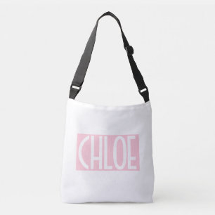 Je naam Vet witte tekst op lichtroze Crossbody Tas