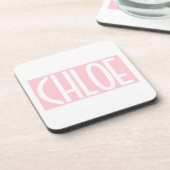 Je naam | Vette witte tekst op lichtroze Bier Onderzetter (Linkerzijde)