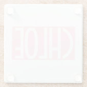 Je naam | Vette witte tekst op lichtroze Glazen Onderzetter (Achterkant)