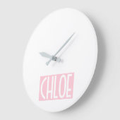 Je naam | Vette witte tekst op lichtroze Grote Klok (Hoek)
