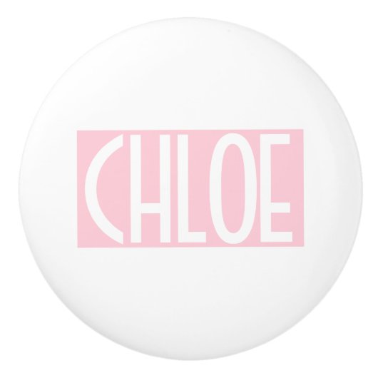 Je naam | Vette witte tekst op lichtroze Keramische Knop (Voorkant)