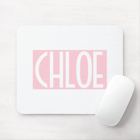 Je naam | Vette witte tekst op lichtroze Muismat (Met muis)
