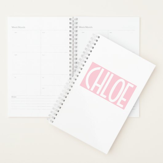 Je naam | Vette witte tekst op lichtroze Planner (Display)