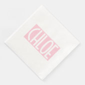 Je naam | Vette witte tekst op lichtroze Servet (Hoek)