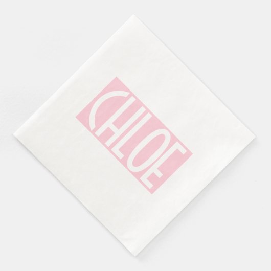 Je naam | Vette witte tekst op lichtroze Servet (Hoek)