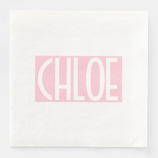 Je naam | Vette witte tekst op lichtroze Servet (Voorkant)