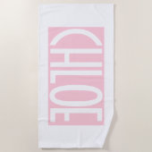 Je naam | Vette witte tekst op lichtroze Strandlaken (Voorkant)