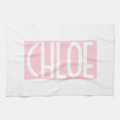 Je naam | Vette witte tekst op lichtroze Theedoek (Horizontaal)